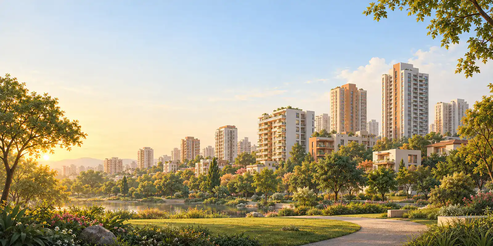 Illustration of a residential neighbourhood