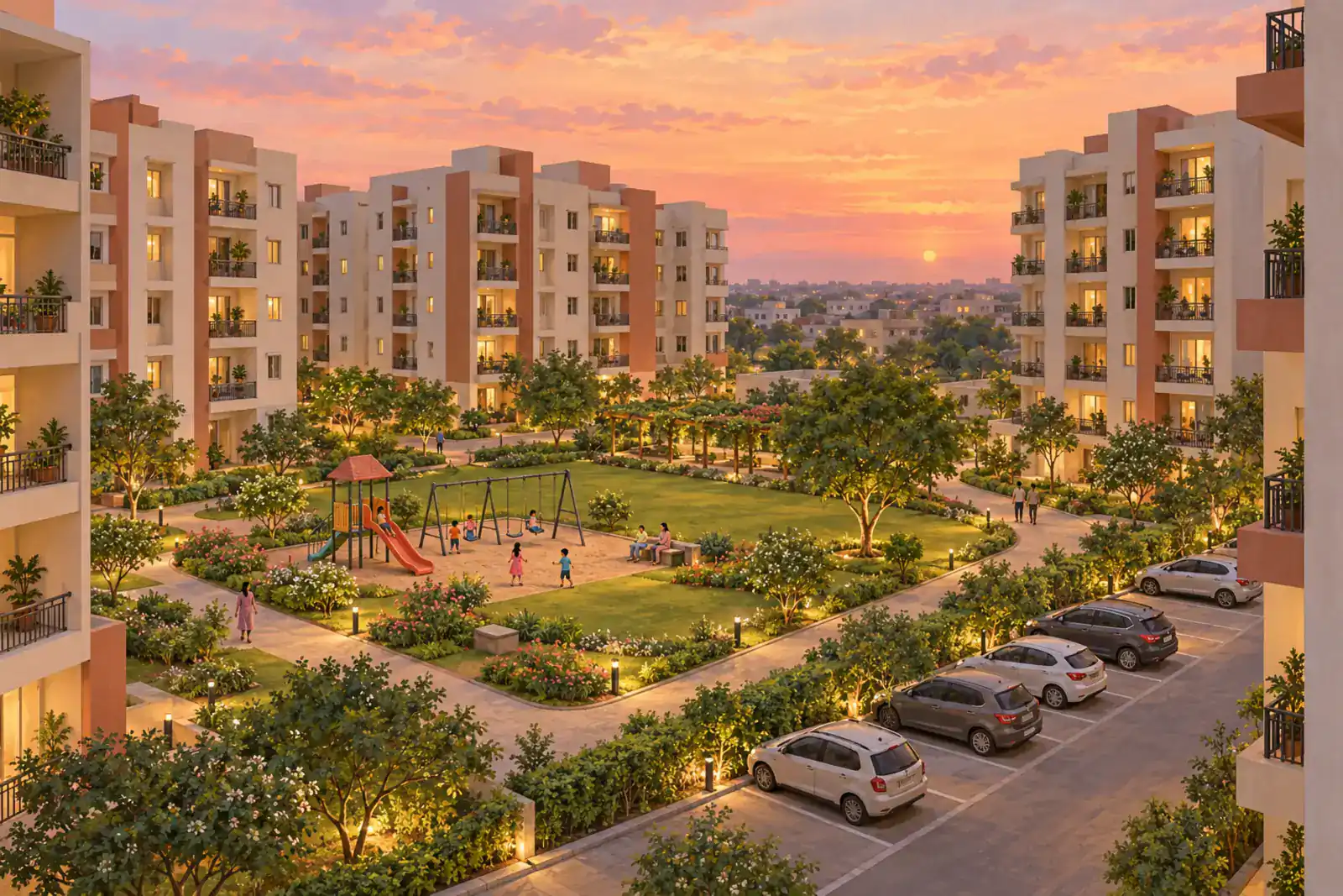 Illustration of ready-to-move apartment towers
