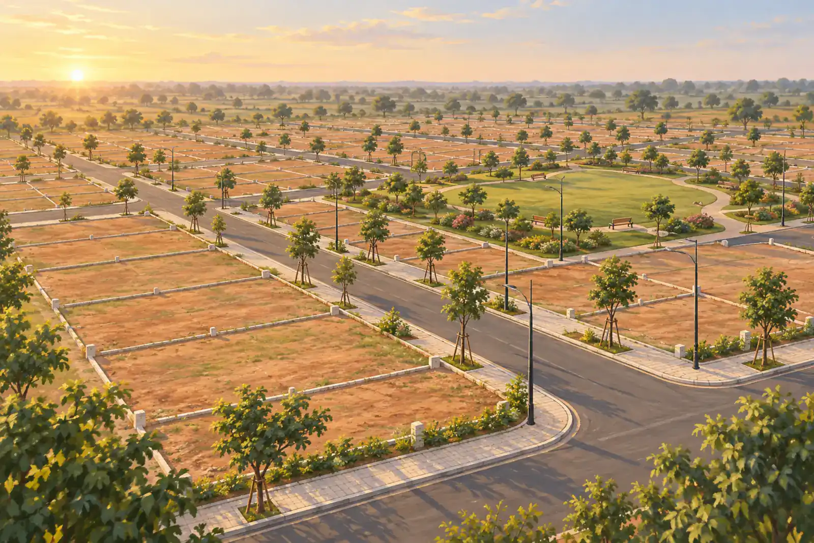 Illustration of residential plots