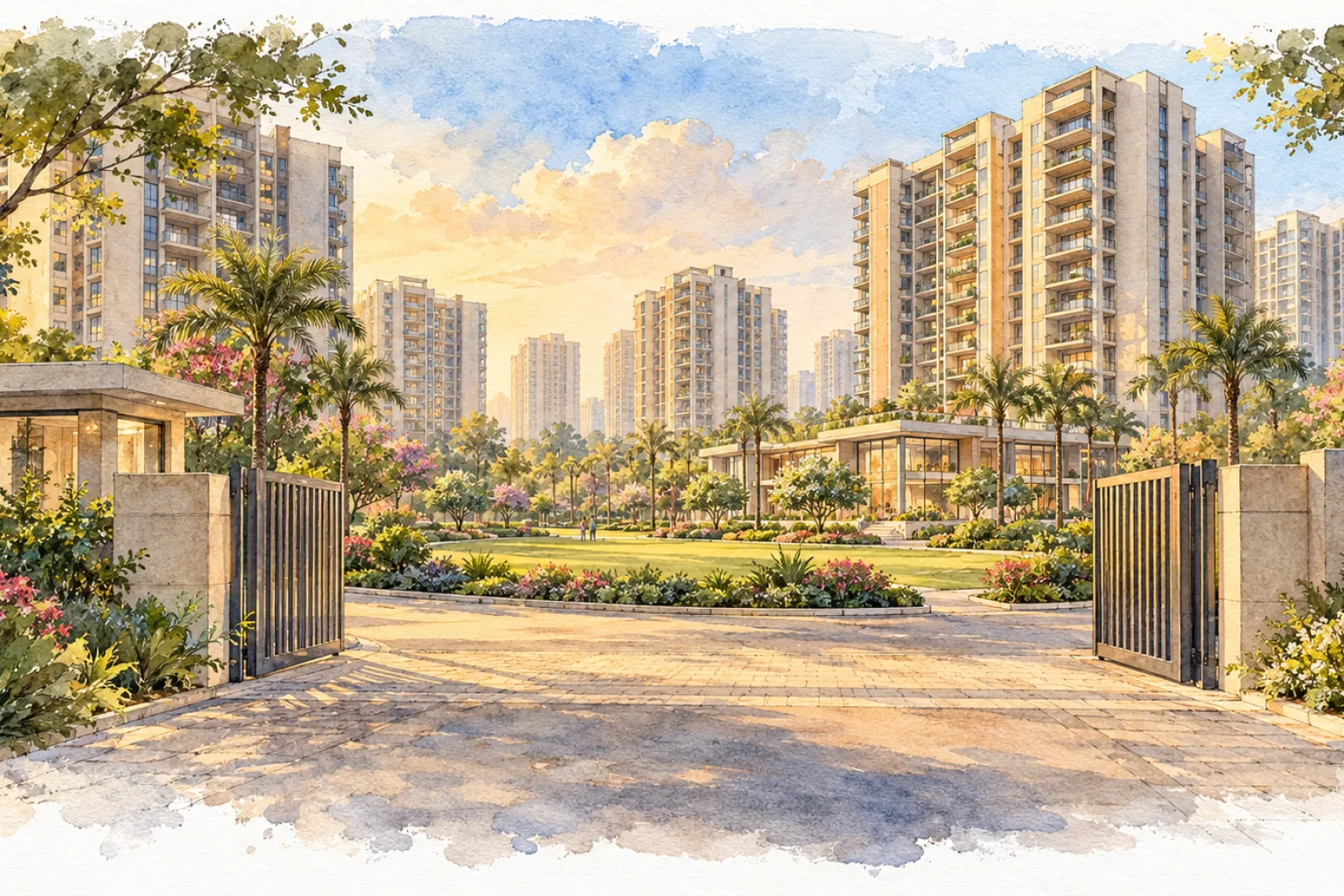 Watercolour illustration of ATS Province D Olympia (not the actual project)