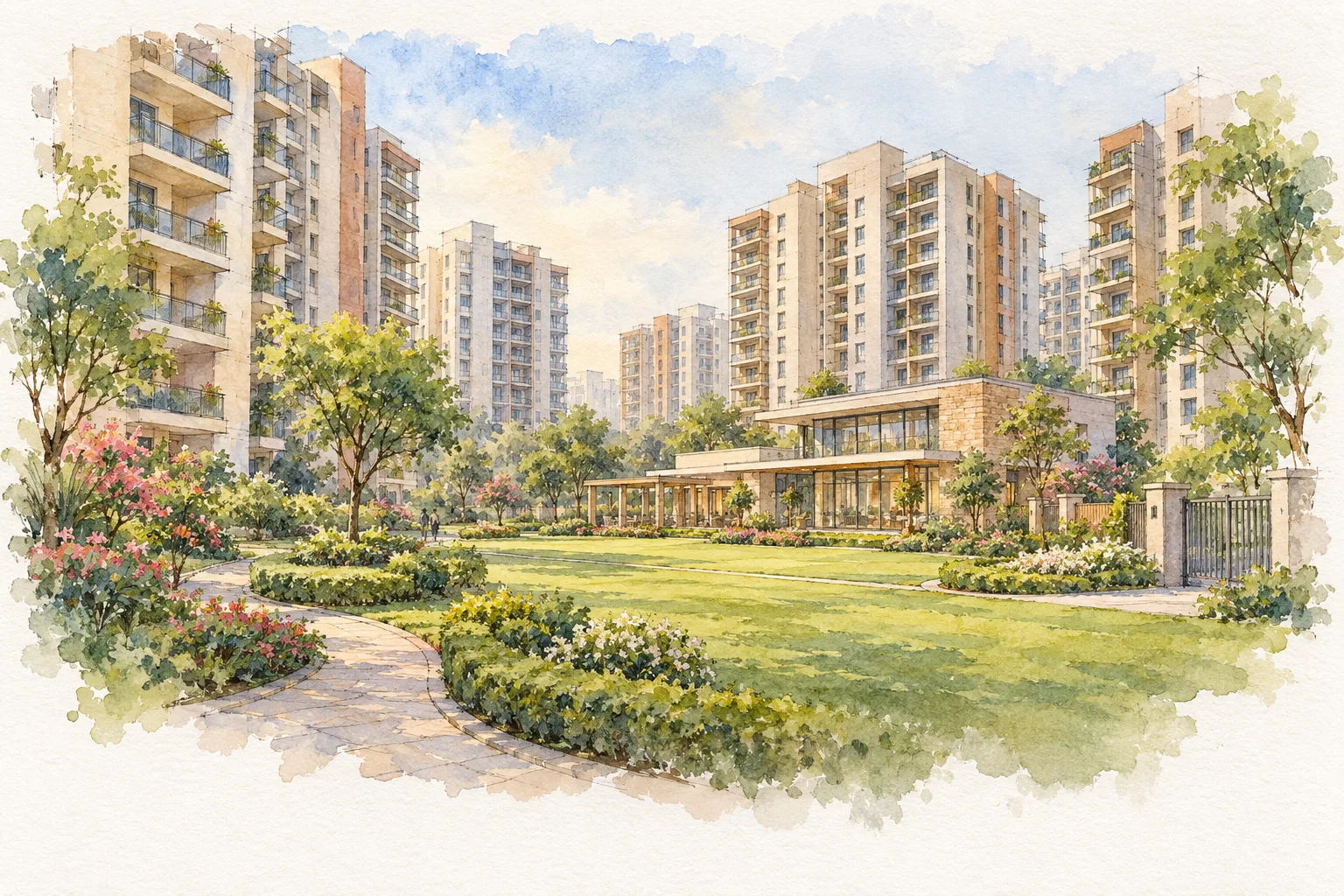 Watercolour illustration of BPTP Nest 86A (not the actual project)