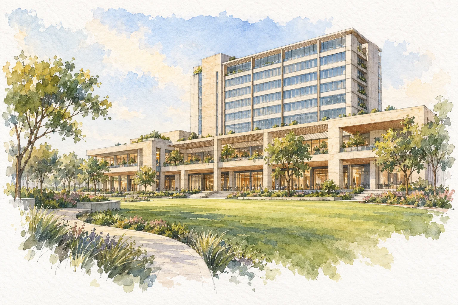 Watercolour illustration of Civitech Santoni (not the actual project)