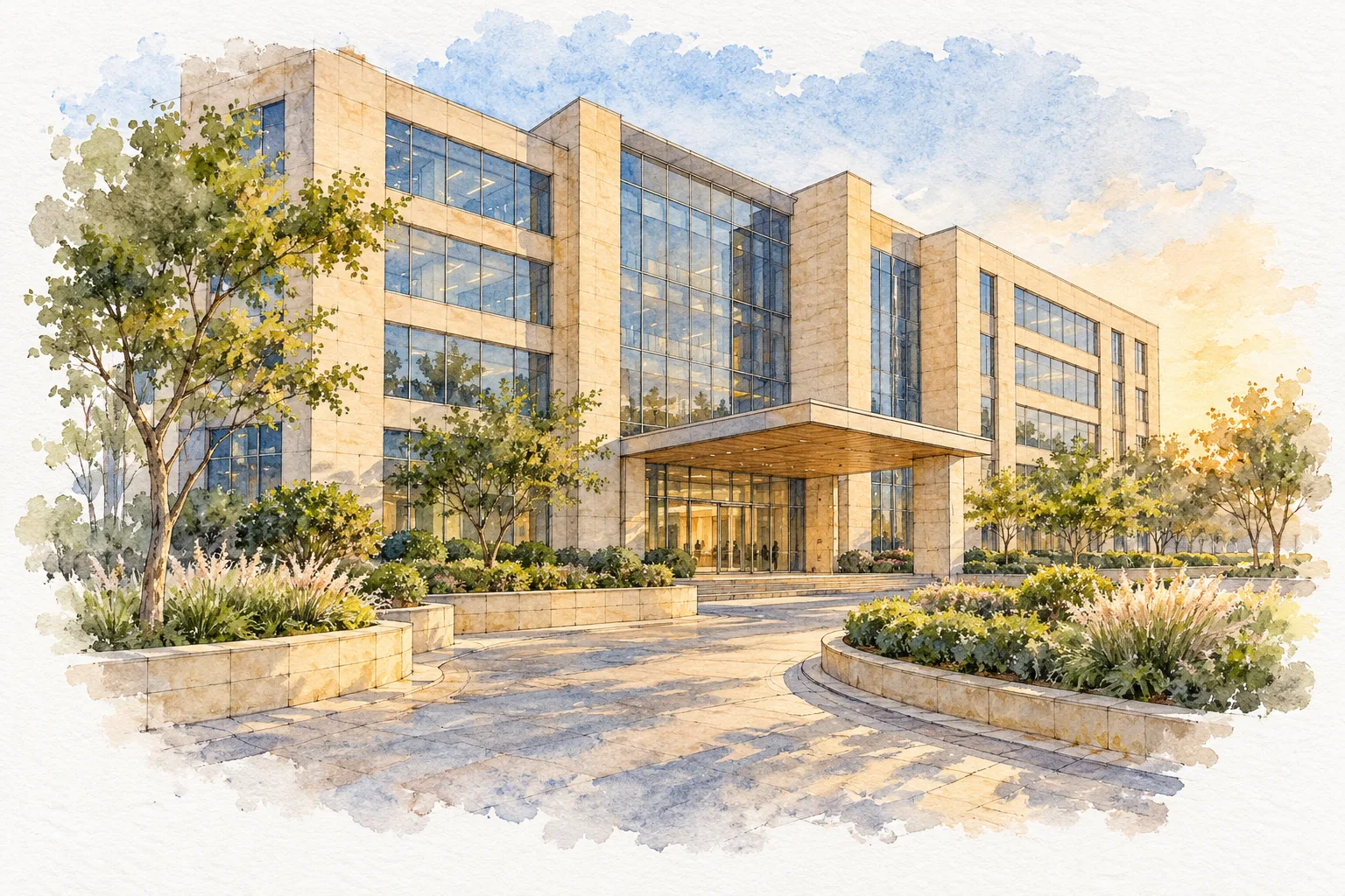 Watercolour illustration of DLF Square (not the actual project)