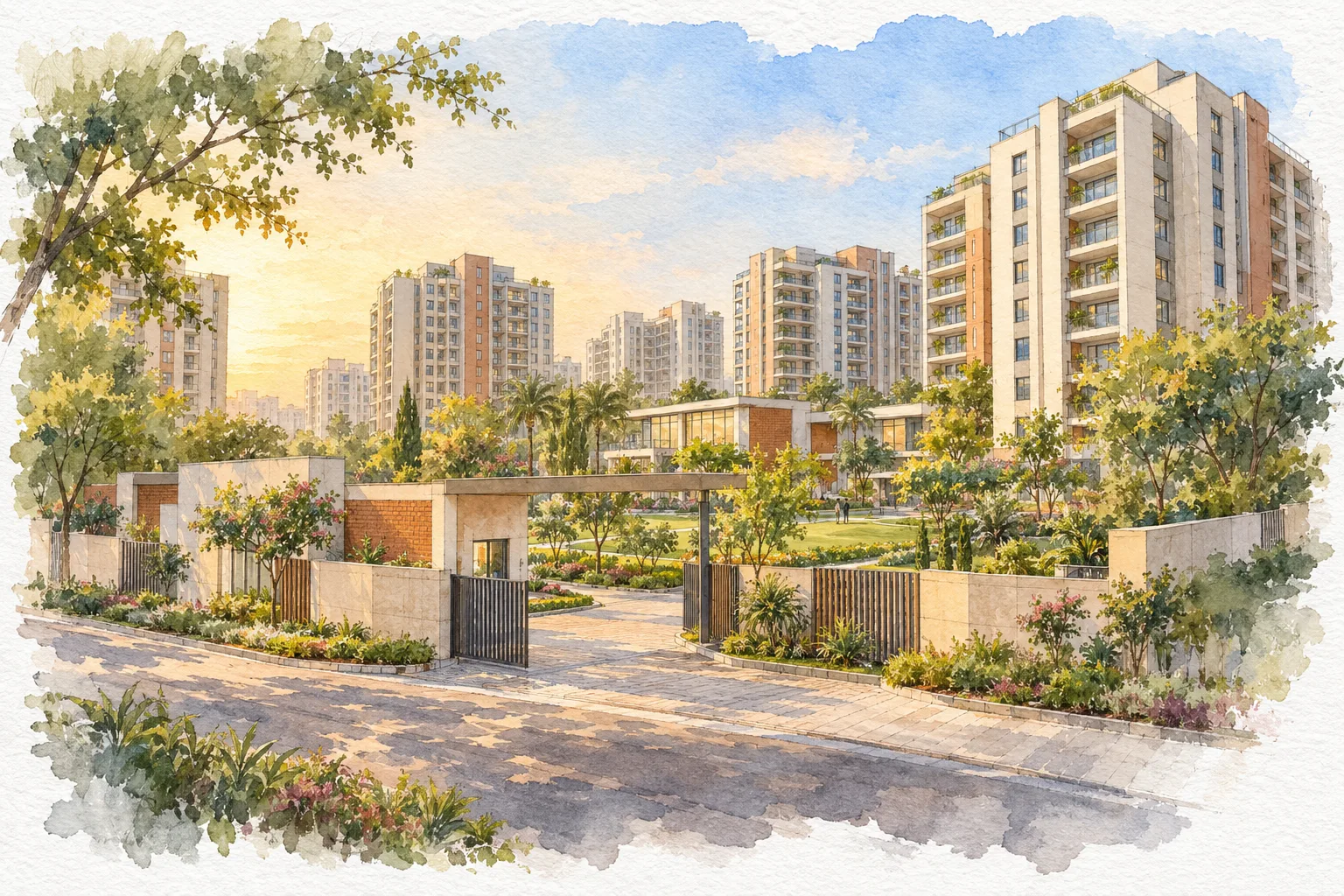 Watercolour illustration of Ekam Sohna (not the actual project)