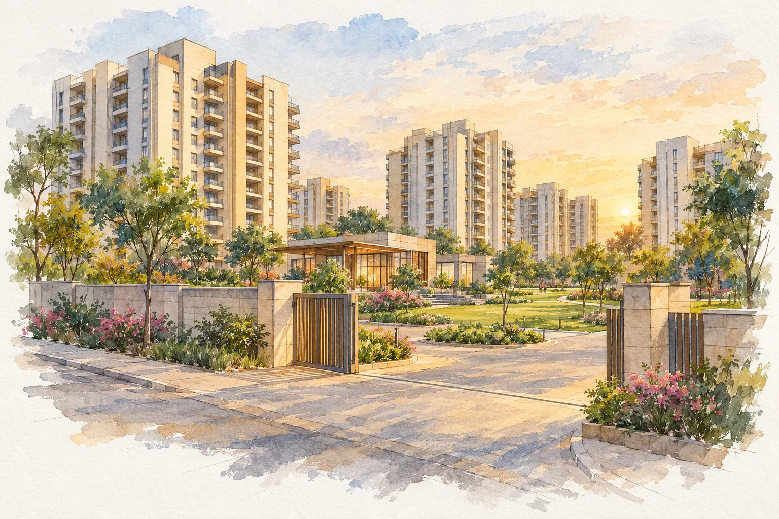 Watercolour illustration of Eldeco Amaya (not the actual project)