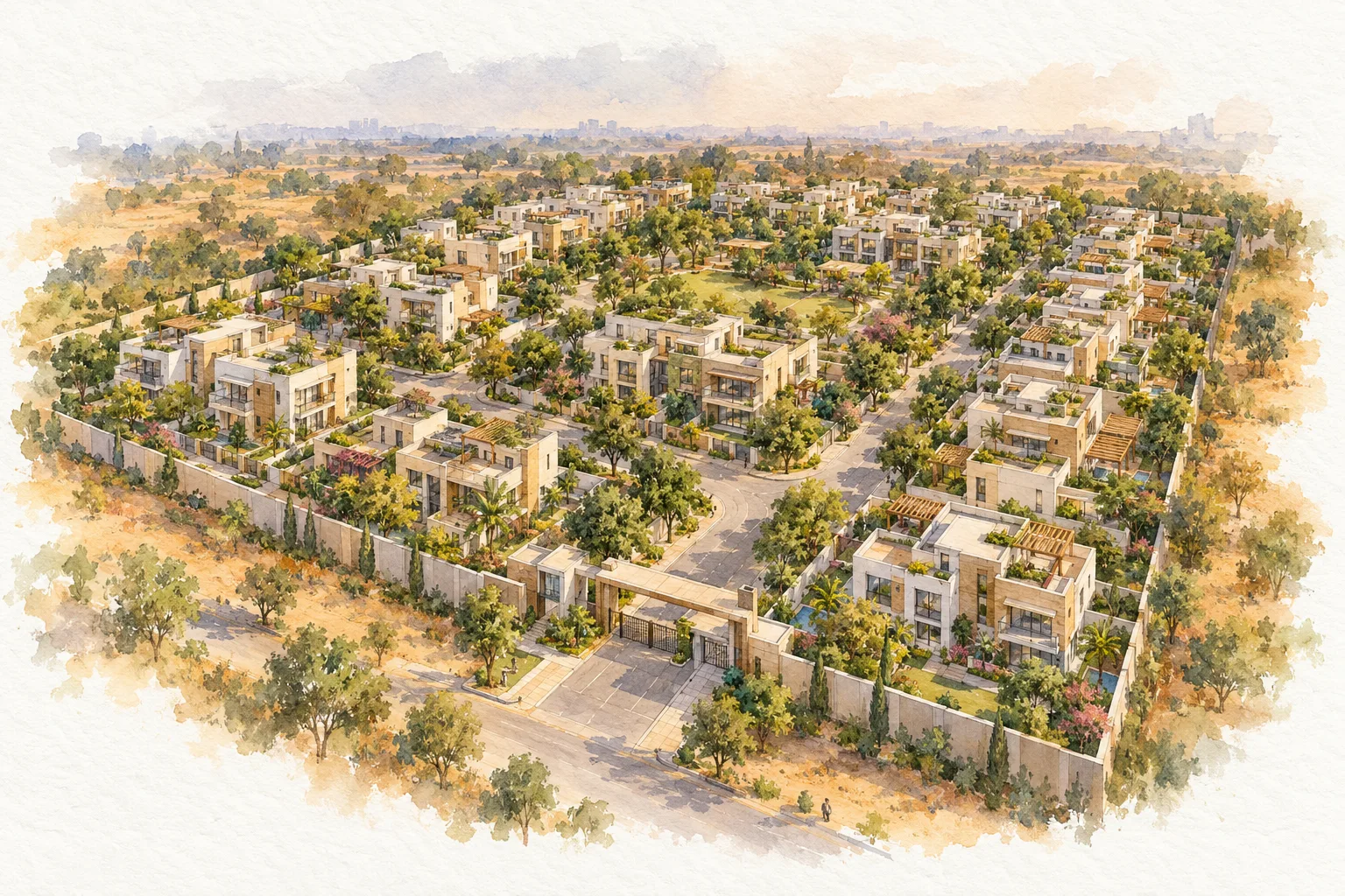 Watercolour illustration of Emaar Marbella Terraces (not the actual project)