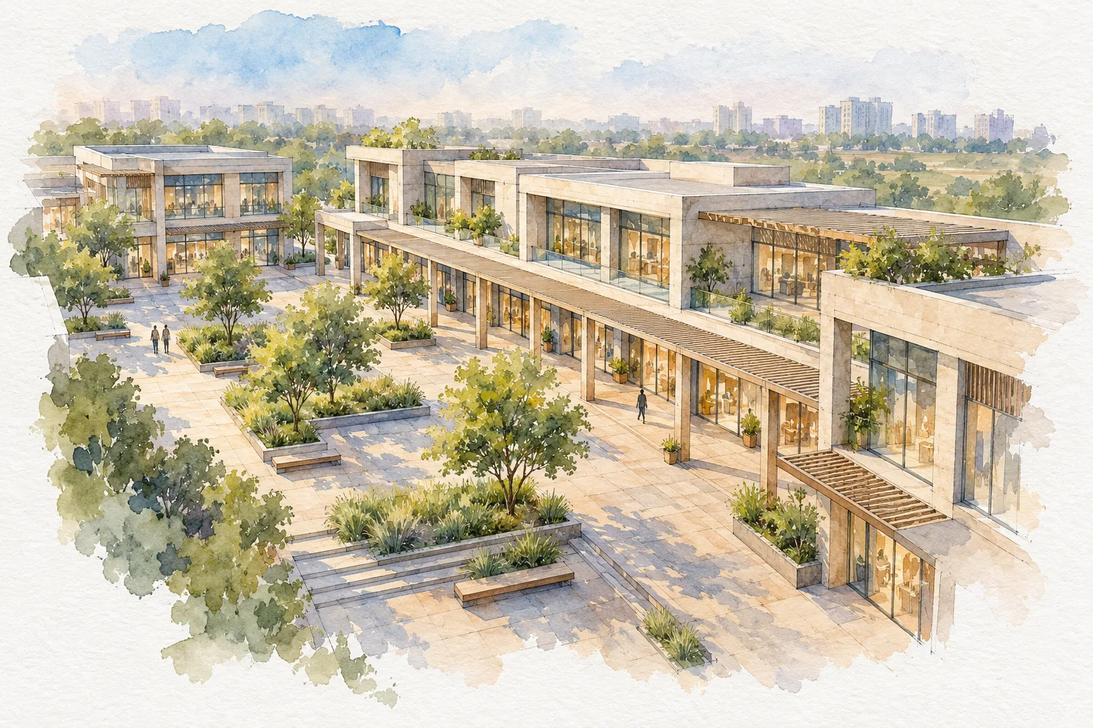 Watercolour illustration of Godrej Avenue 9 (not the actual project)