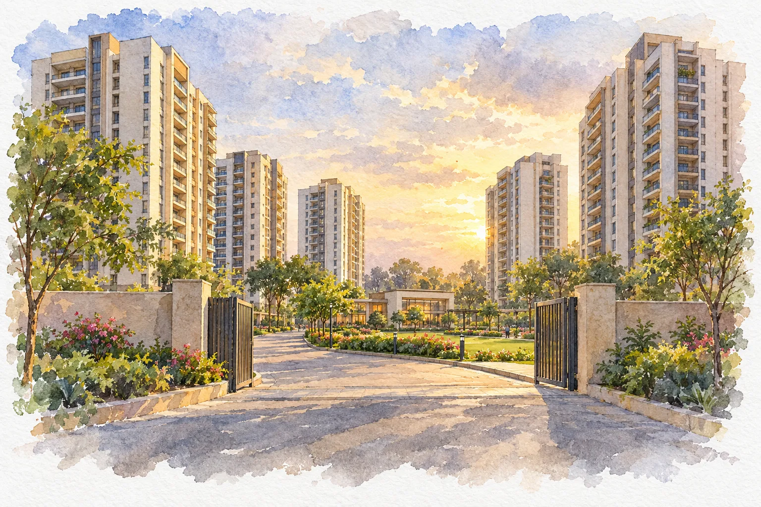 Watercolour illustration of Gulshan Empire (not the actual project)