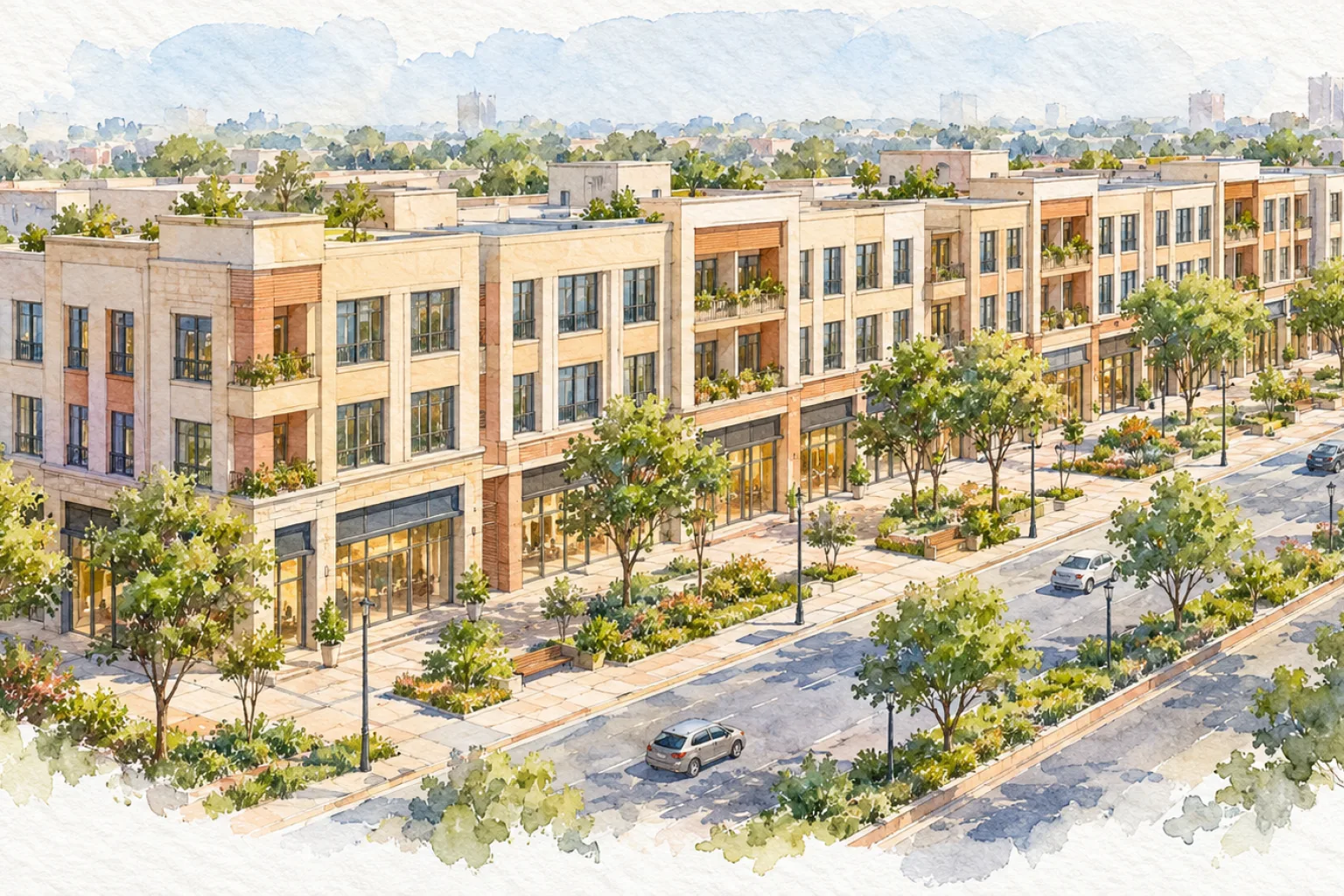 Watercolour illustration of India WorldMart (not the actual project)