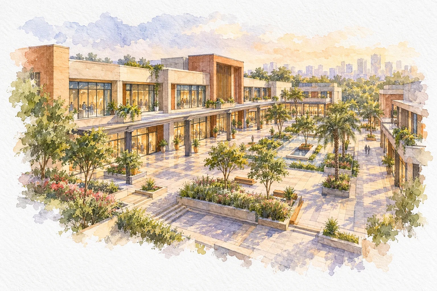 Watercolour illustration of JMS Pride Avenue (not the actual project)