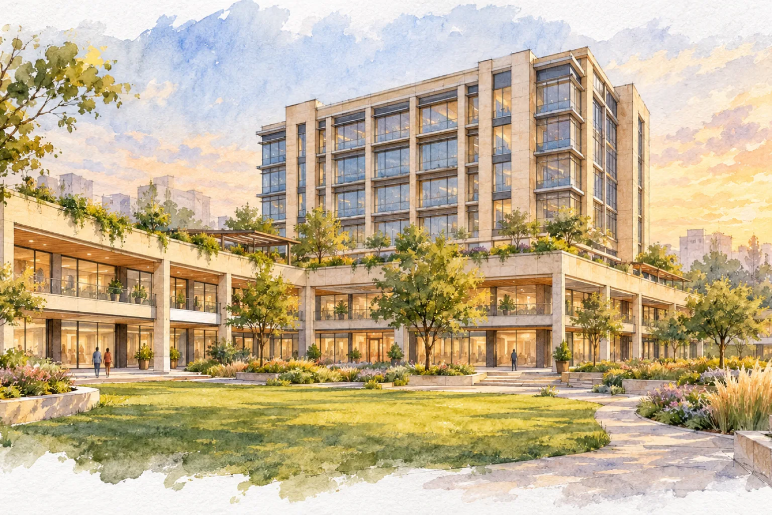 Watercolour illustration of Jyotisuper The Hub (not the actual project)