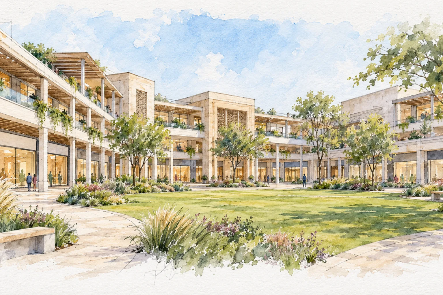 Watercolour illustration of Karyan Avenue 4 (not the actual project)