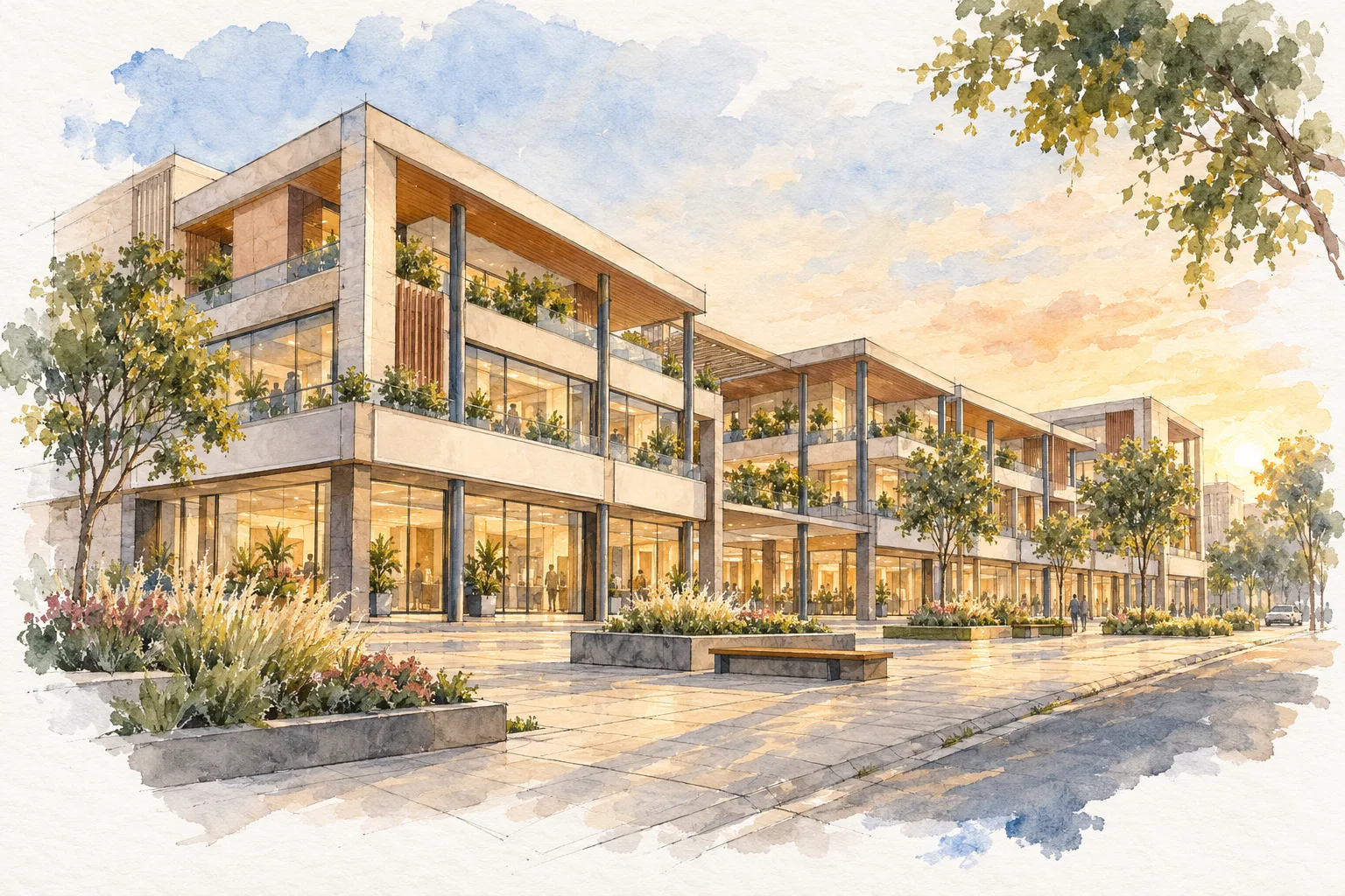 Watercolour illustration of KB Mart (not the actual project)