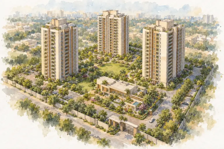 Illustration of Lord Krishna Apartment