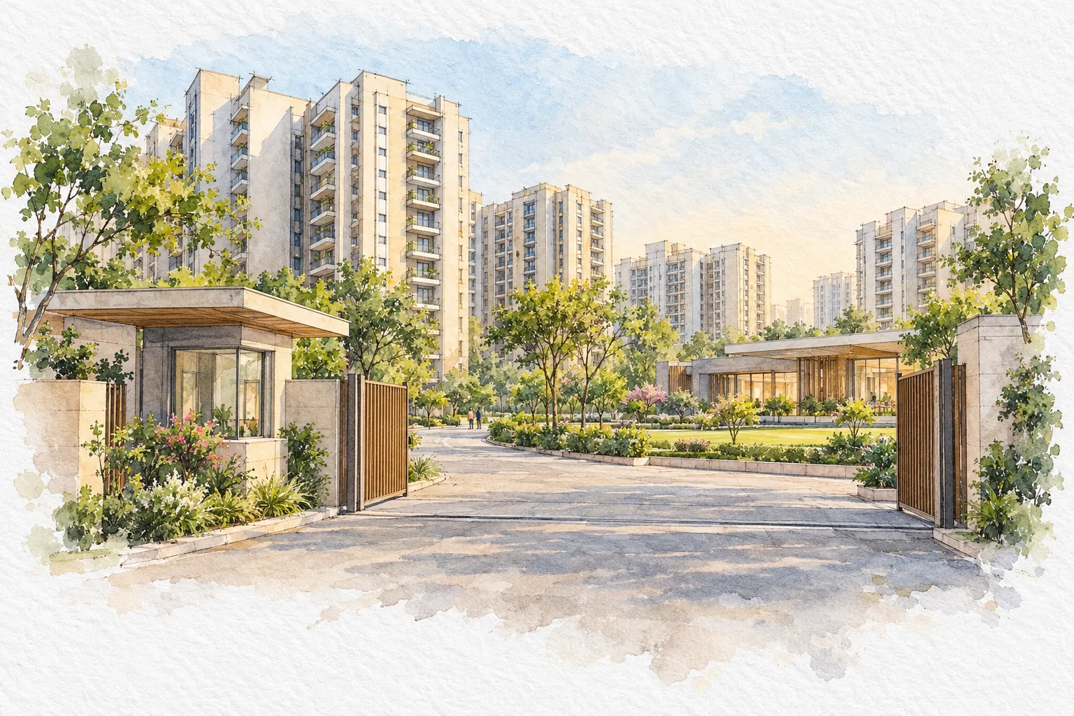 Watercolour illustration of Maxheights Metroview (not the actual project)