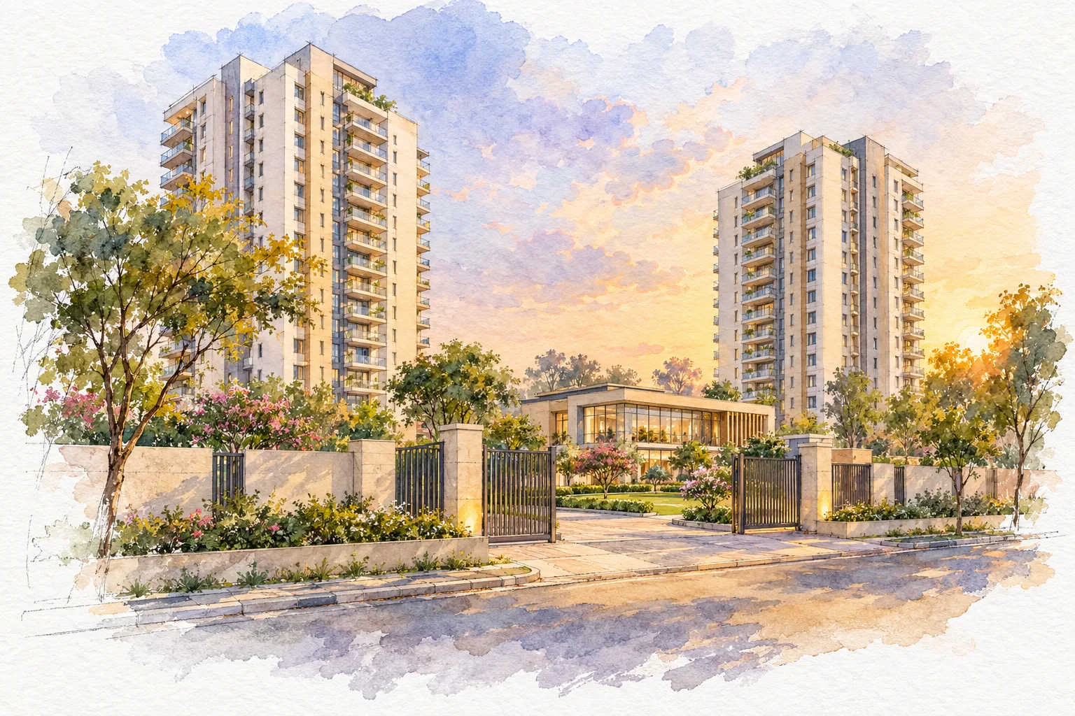 Watercolour illustration of Maxheights My Floors (not the actual project)