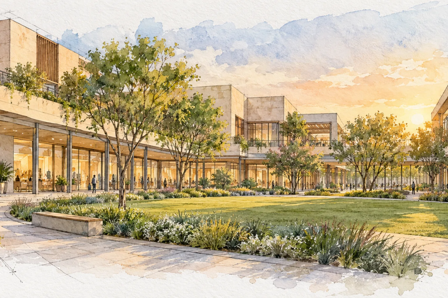 Watercolour illustration of MGF Metropolitan Mall (not the actual project)