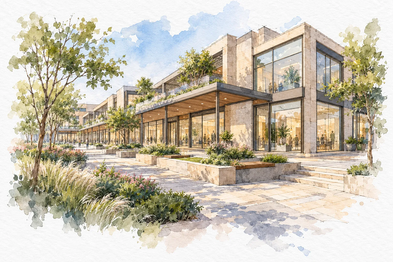 Watercolour illustration of Orris Market 89 (not the actual project)