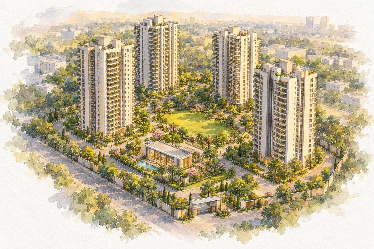 Watercolour illustration of Oxirich Chintamani (not the actual project)