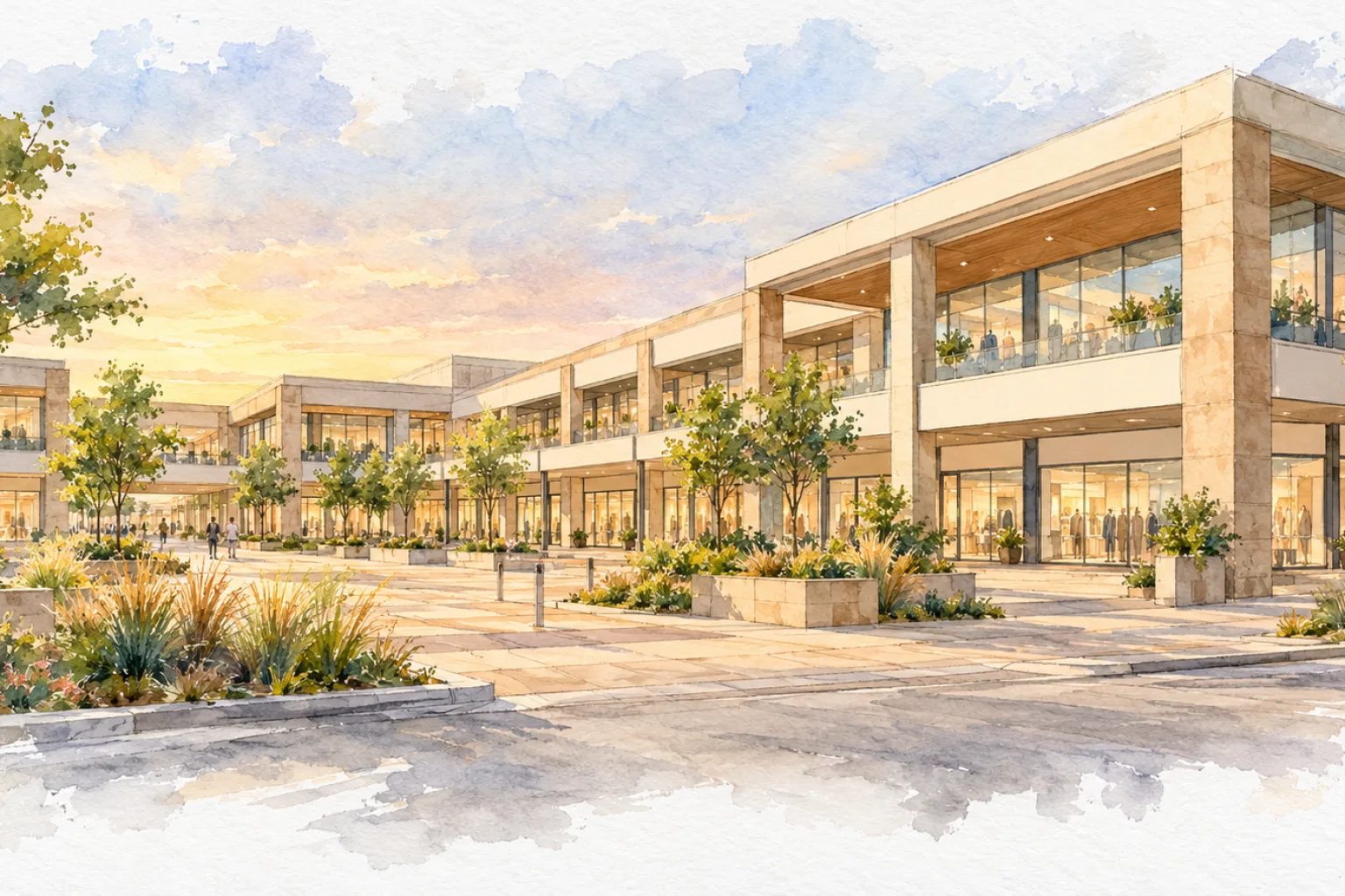 Watercolour illustration of Parsvnath City Centre Sonepat (not the actual project)