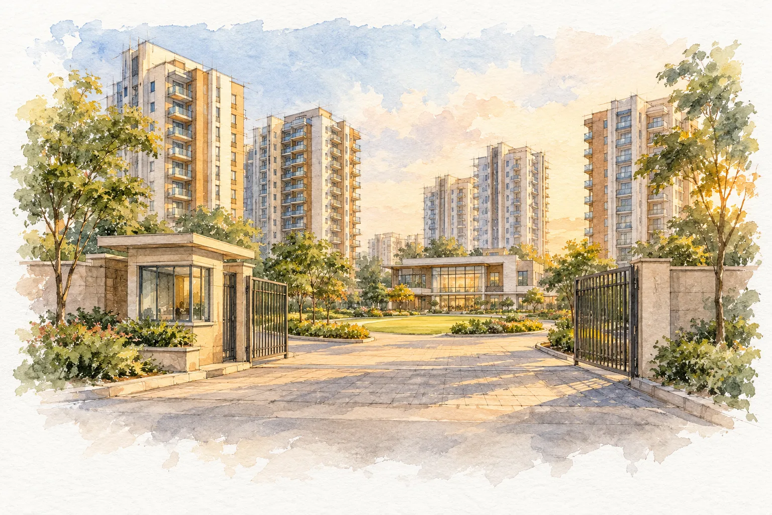 Watercolour illustration of Pioneer Presidia (not the actual project)