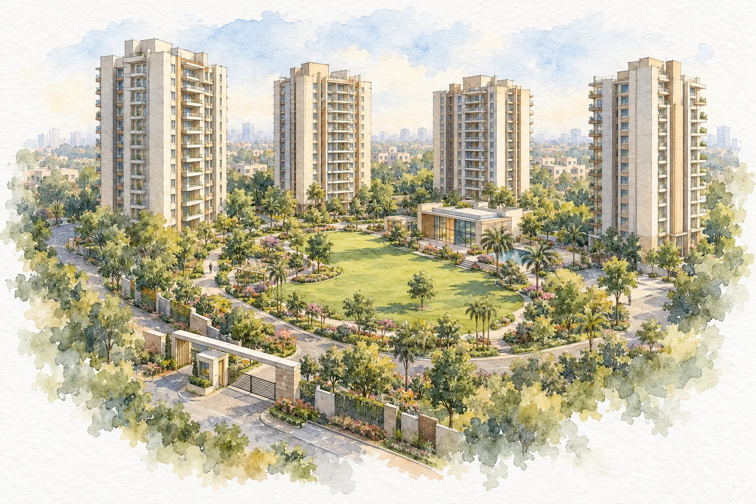 Watercolour illustration of Ramprastha Attalika (not the actual project)