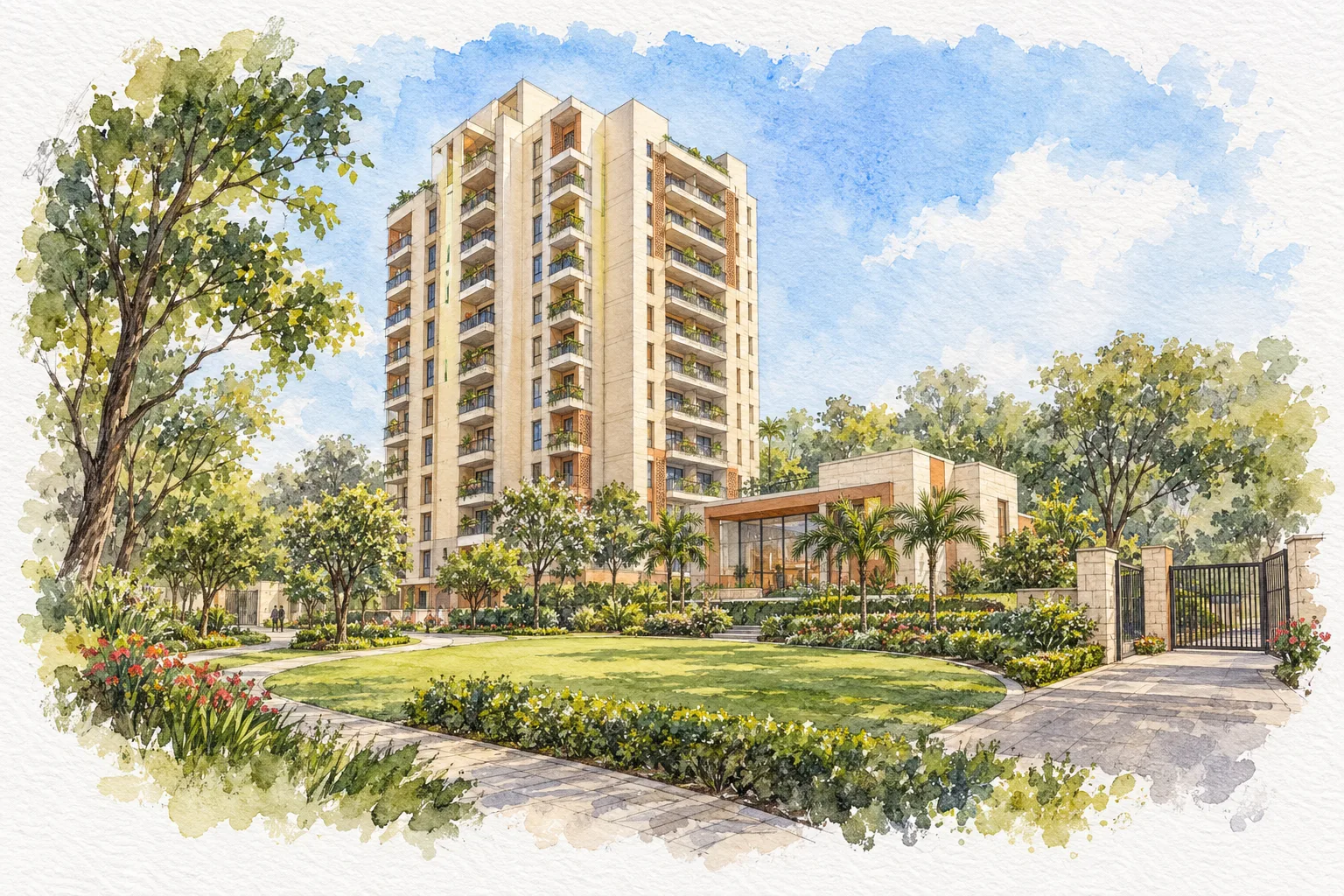 Watercolour illustration of Rizon One (not the actual project)