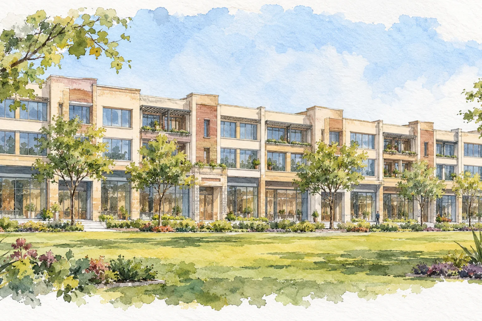 Watercolour illustration of ROF Insignia Souk (not the actual project)