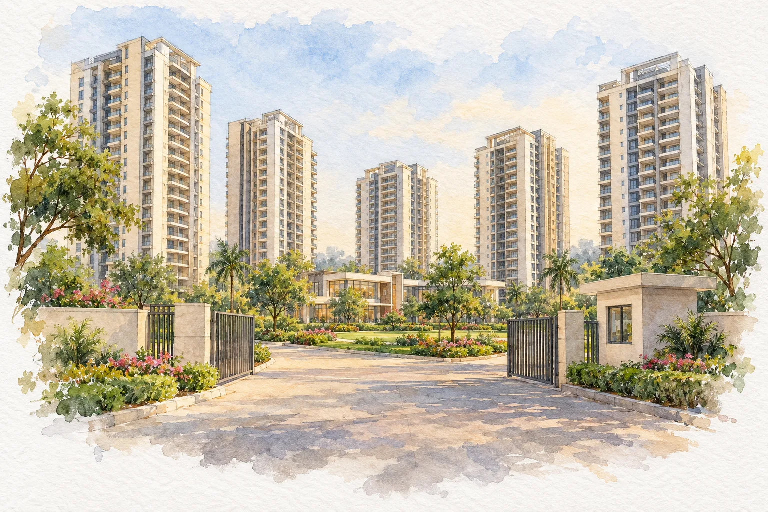 Watercolour illustration of SG Nakshatra (not the actual project)