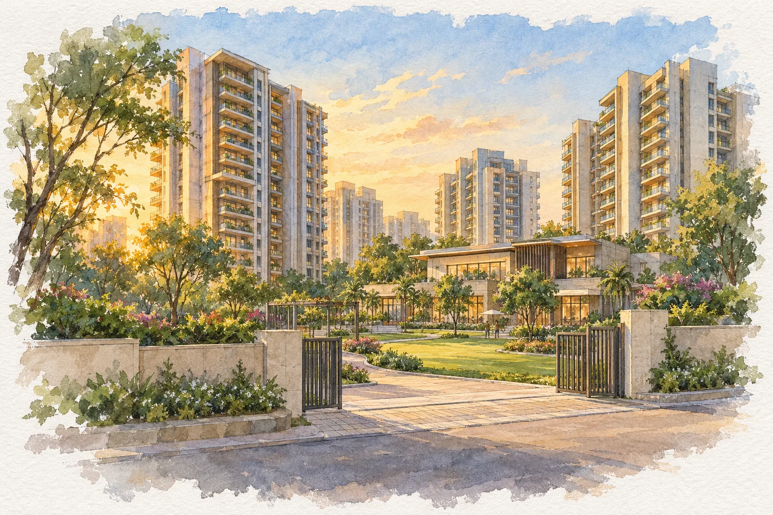 Watercolour illustration of Smartworld The Edition (not the actual project)