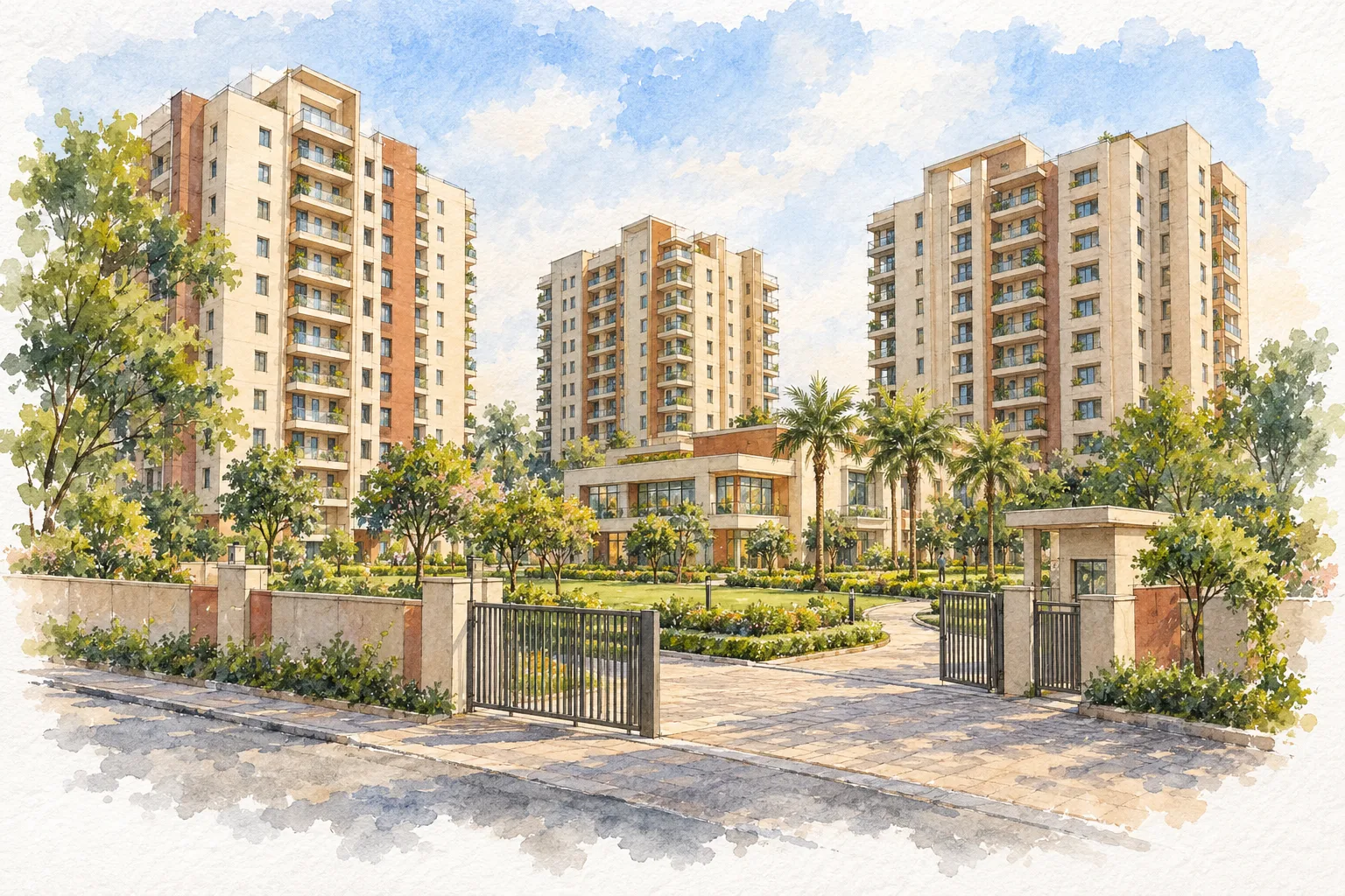 Watercolour illustration of Soha Wonder Walk (not the actual project)