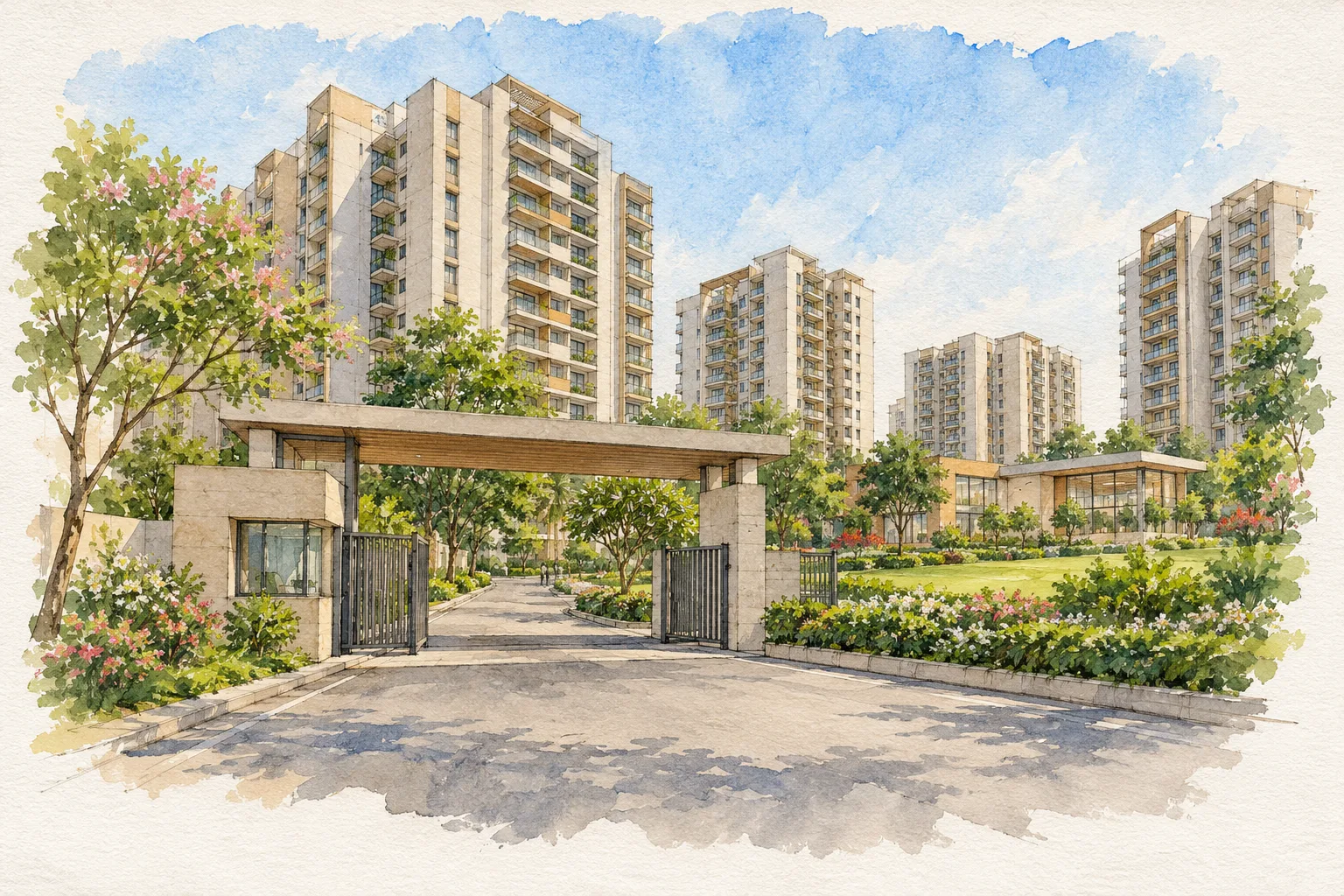 Watercolour illustration of Supertech Azalia (not the actual project)