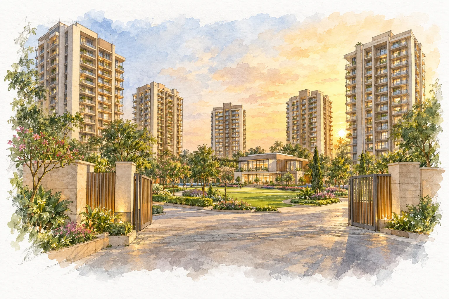 Watercolour illustration of TARC Kailasa (not the actual project)