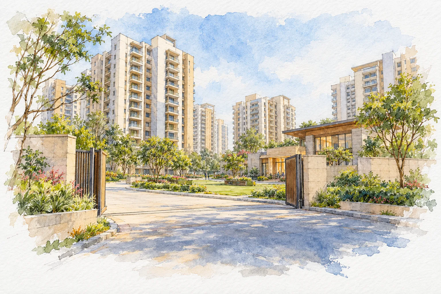 Watercolour illustration of TDI Tuscan City (not the actual project)