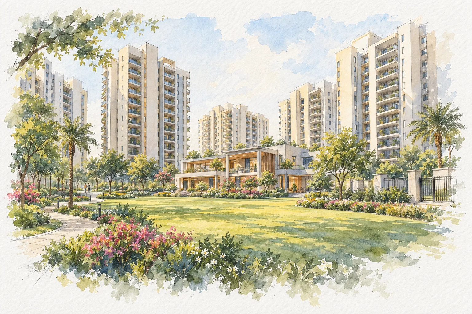 Watercolour illustration of Unitech Sunbreeze (not the actual project)