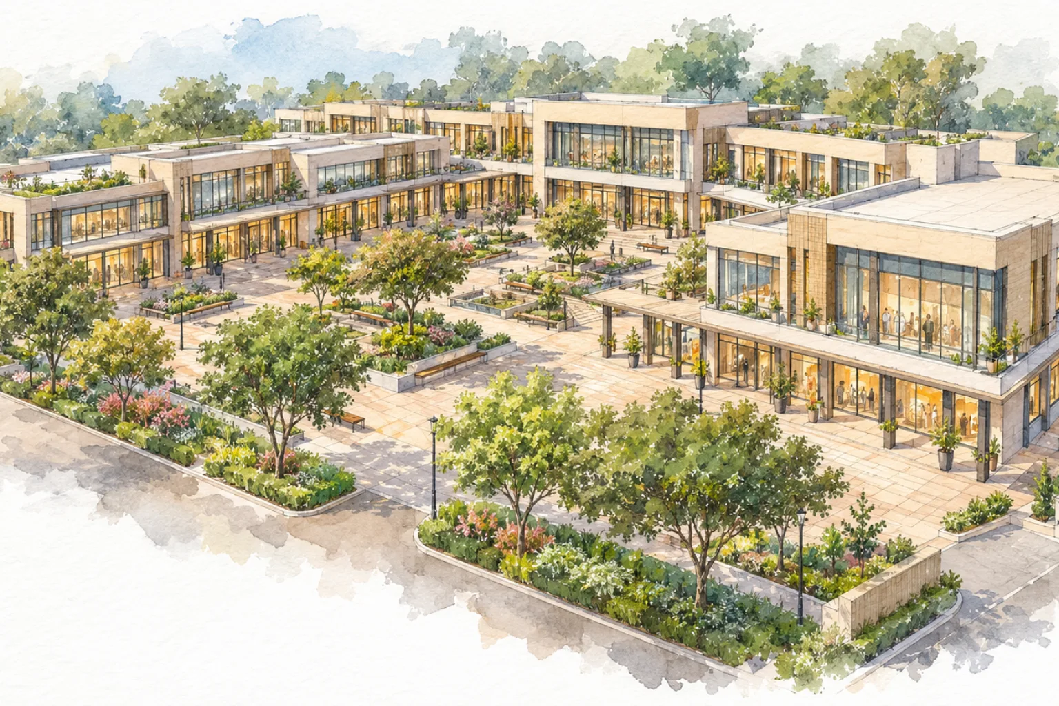 Watercolour illustration of Vista Avenue (not the actual project)