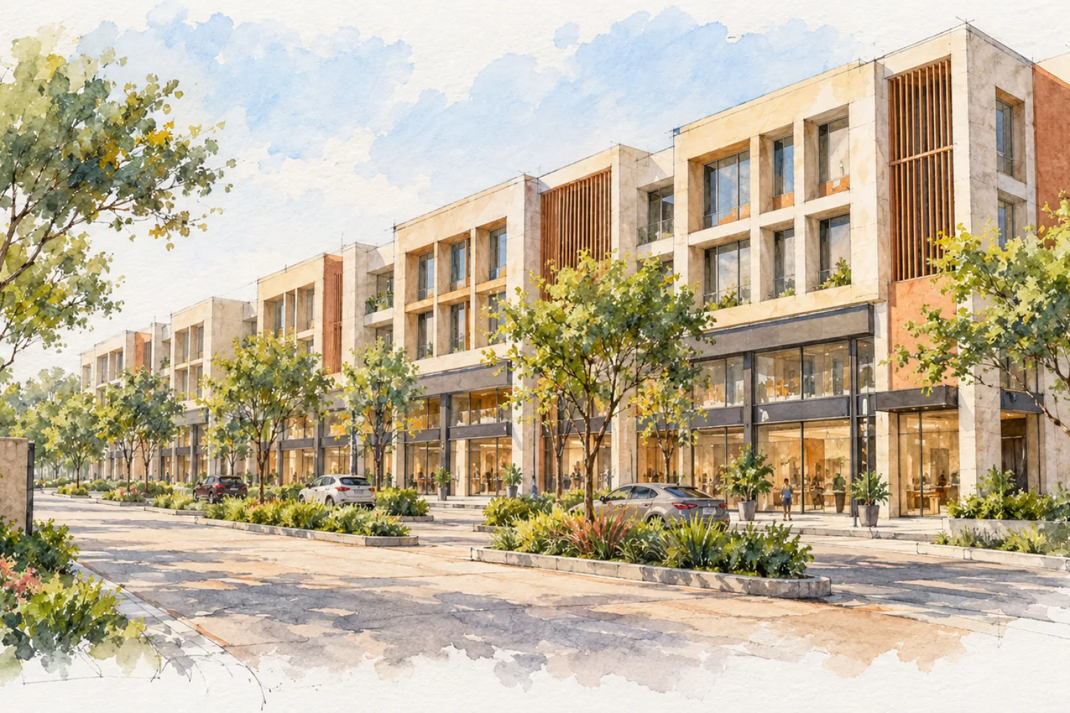 Watercolour illustration of WAL Street 88A (not the actual project)